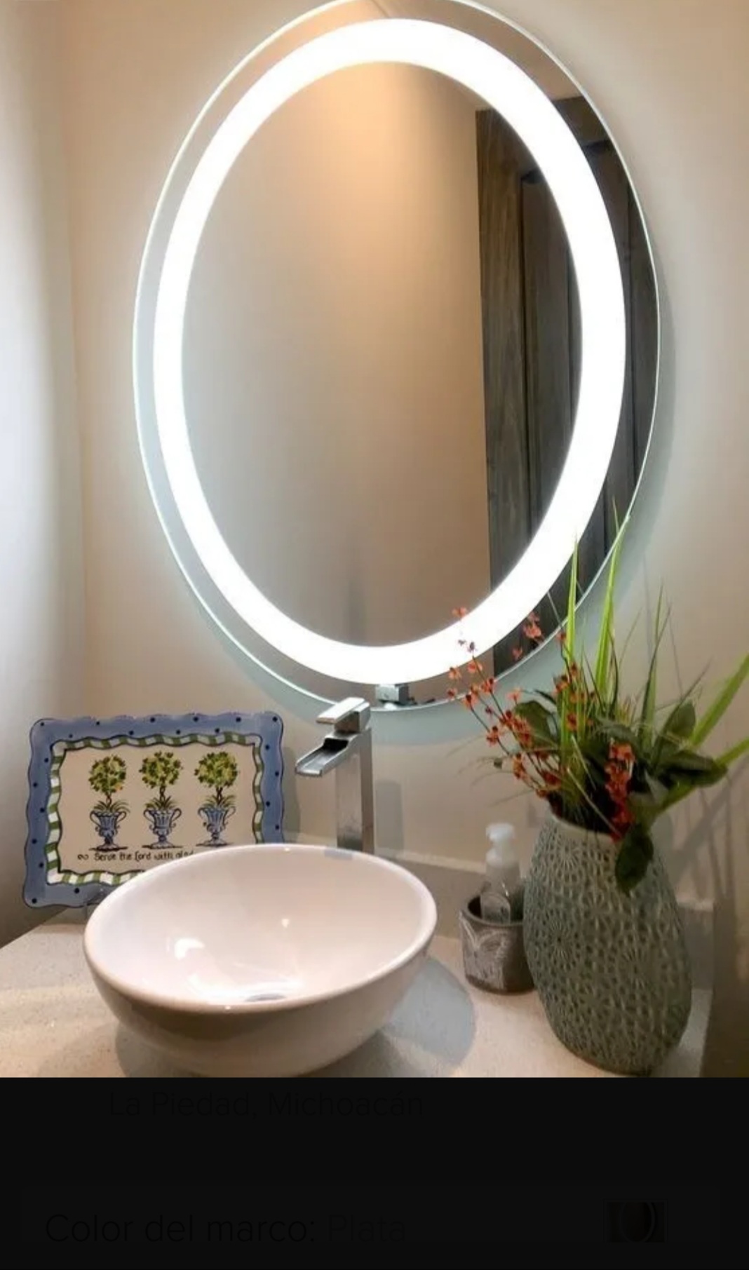 Espejo con Luz Led Integrada Mod Cuerpo Completo Oval